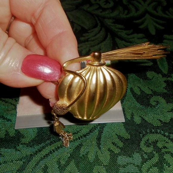 80's Atomizer Brushed Gold Brooch Maggie Lawrence - Picture 4 of 13